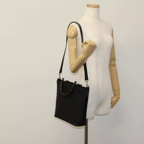 GUCCI Bamboo Hand Bag Nylon 2way Black - Picture 1 of 16
